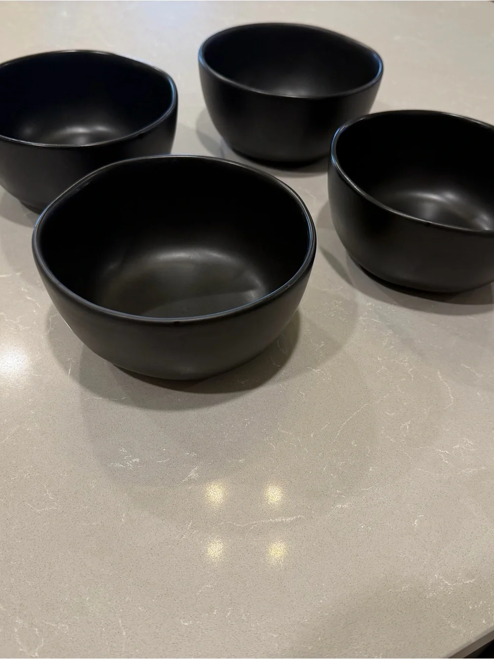 Matte Black Ceramic Cereal Bowls - Set of 4